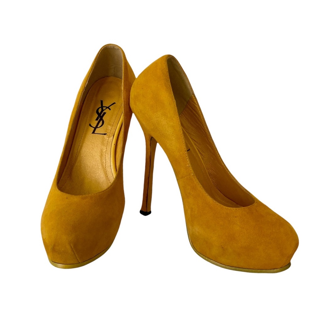 YSL Yellow Suede Platform Pumps Sz EU 40 = US 10